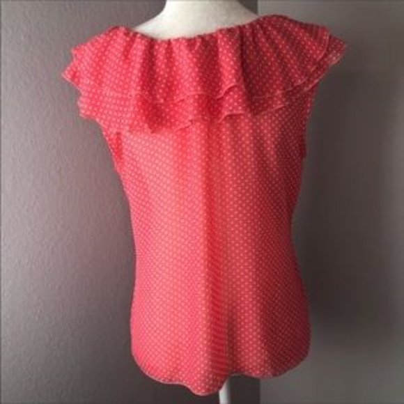 DownEast Coral Polka Dot Blouse - Picture 4 of 7
